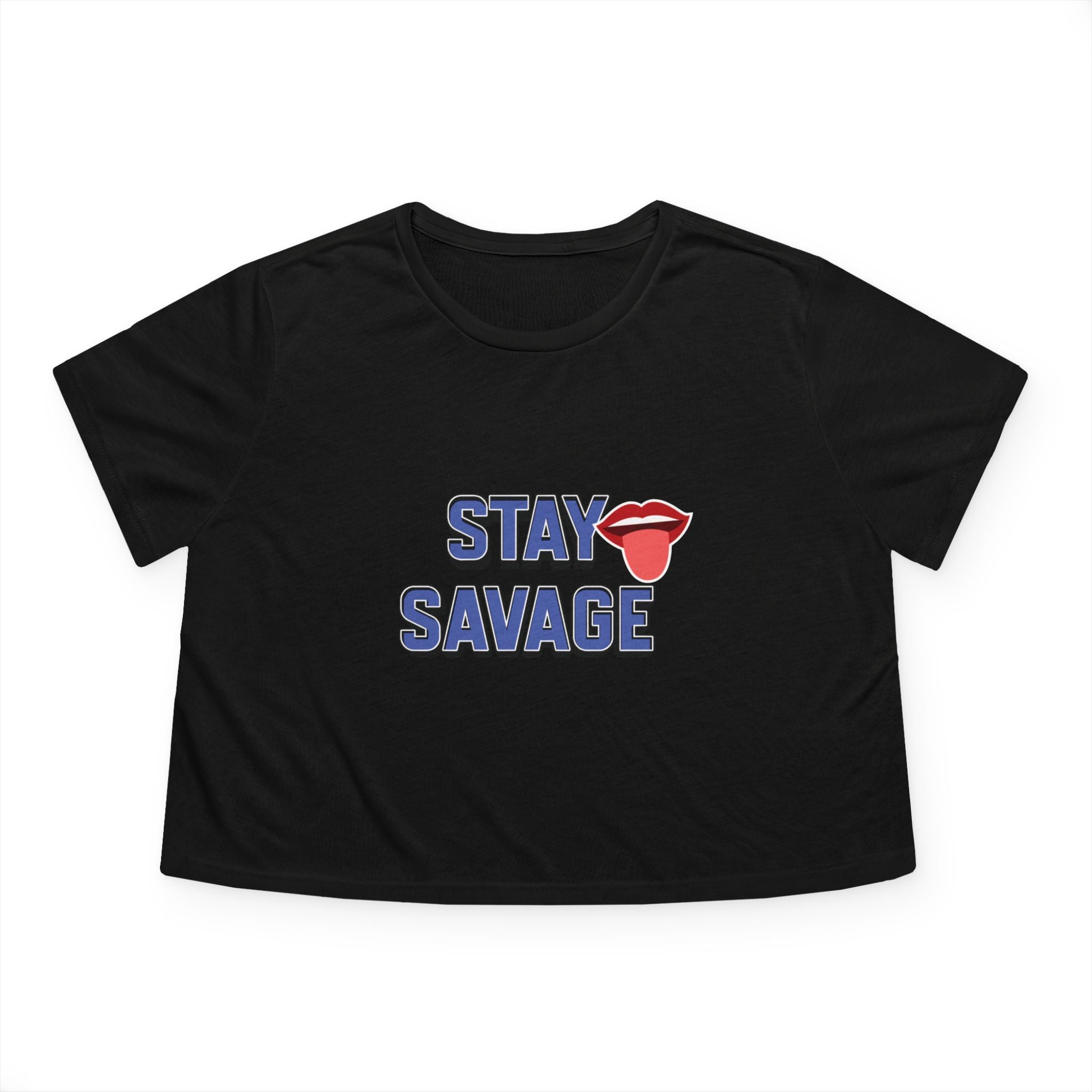 Stay Savage Women’s Flowy Cropped Tee, Trendy Summer Top, Casual Wear, Gift for Her, Graphic Crop Tee, Unique Fashion Statement