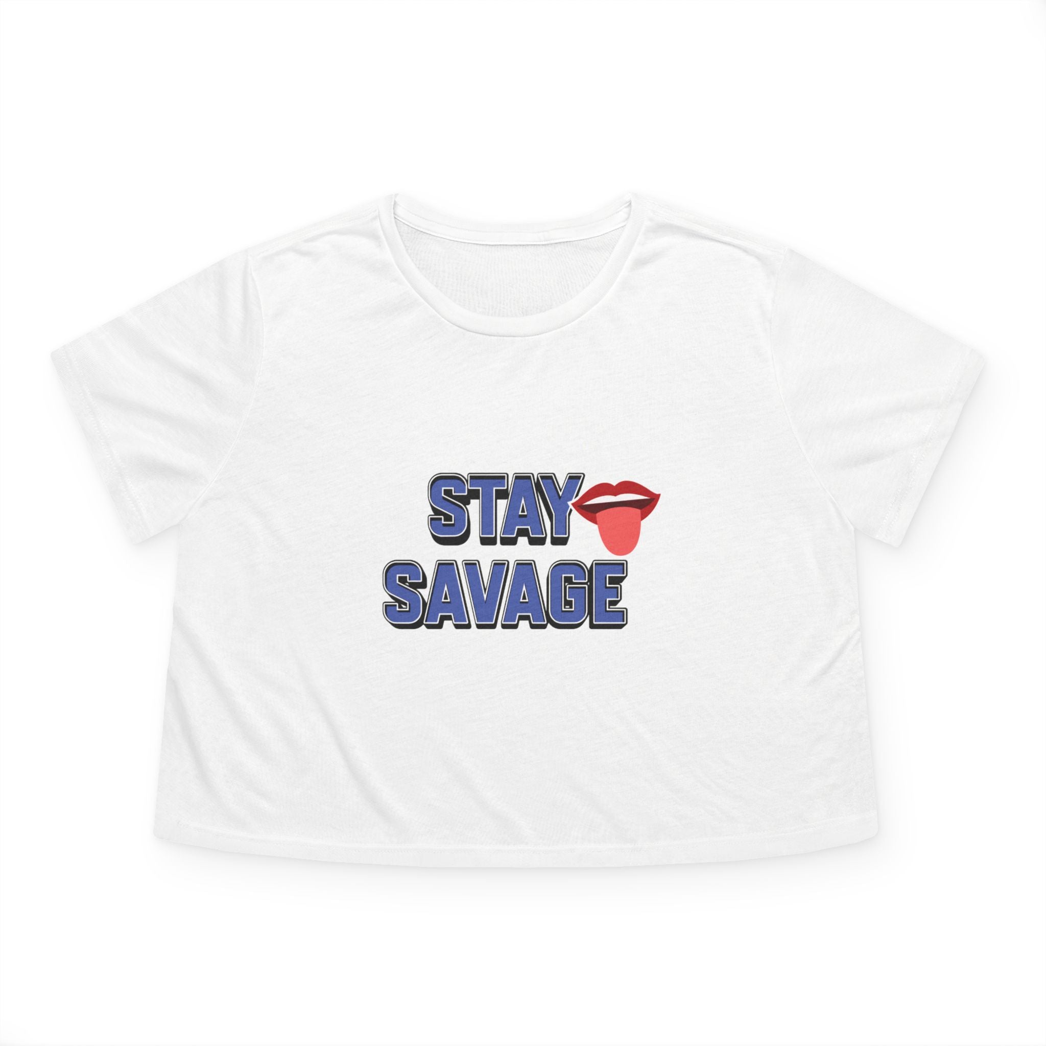Stay Savage Women’s Flowy Cropped Tee, Trendy Summer Top, Casual Wear, Gift for Her, Graphic Crop Tee, Unique Fashion Statement